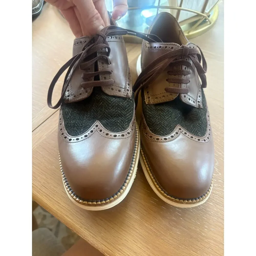 Cole Haan ØriginalGrand Wingtip Oxford Men's Shoes Brown Leather White Sole 9.5